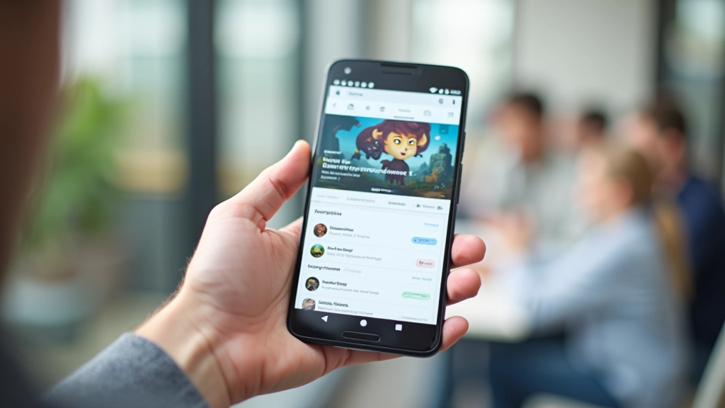 Mobile phone displaying Google Play Store game listing with ratings, reviews, and install button highlighted